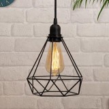 Abajur Metalic, Model Colivie, Negru, 15x15x13cm