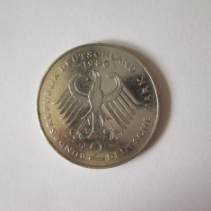 Germania Federala/R.F.G. 2 Mark 1986 J Hamburg-Theodor Heuss