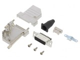 Conector D-Sub 15 pini mamă 45&deg; terminal cu șurub pe cablu