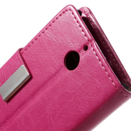 Husa tip carte cu stand roz trandafiriu pentru Sony Xperia E1 (D2004/D2005) / Sony Xperia E1 Dual Sim (D2104/D2105)