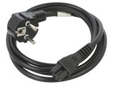 Cablu CEE 7/7 ştecăr &icirc;n unghi IEC C5 mamă PVC negru