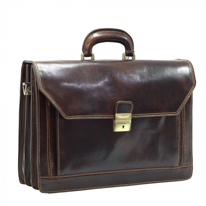 Geanta barbati din piele naturala, util land fashion, maro, S132B
