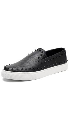 Pantofi Barbati, Zamo&amp;Acirc;&amp;reg;, Catamo, din Piele Ecologica, Imitatie Reptila si Tinte, fara Inchidere, Neg foto