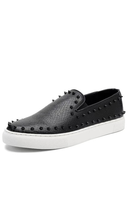 Pantofi Barbati, Zamo&Acirc;&reg;, Catamo, din Piele Ecologica, Imitatie Reptila si Tinte, fara Inchidere, Neg