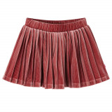 Fusta plisata copii VidaXL, roz mediu, marime 140 (9-10 ani), catifea, elastic in talie, linie A