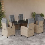 VidaXL Set mobilier pentru grădină, 7 piese, cu perne, bej, poliratan