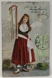 TANARA ROMANCA DIN TRANSILVANIA , IN PORT POPULAR , CARTE POSTALA ILUSTRATA , 1906
