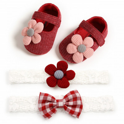 Set pantofiori si bentite - Margareta roz (Marime Disponibila: 6-9 luni foto