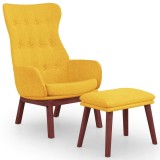 Cumpara ieftin Scaun de relaxare cu taburet, galben mustar, textil