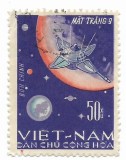 Vietnamul de Nord - Aterizarea pe Luna a &quot;Luna 9&quot;, 1966 - valoare obliterata