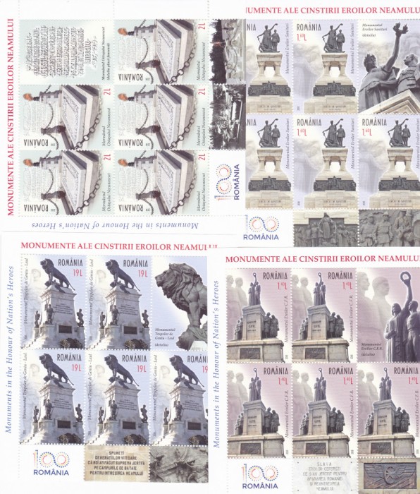 MONUMENTE ALE EROILOR NEAMULUI,SET MINICOLI,2018,Lp.2215b,MNH,ROMANIA.