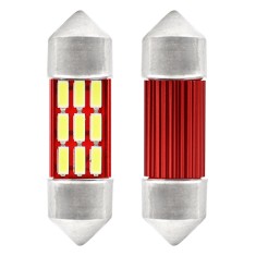 Set 2 becuri auto Vertex LED , C5W SV8.5-8, 12SMD 4014, 2W, 31mm, Canbus, 12-24V, leduri alb sofit Festoon