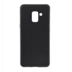 Husa silicon cu design de piele Samsung Galaxy A10 Negru + Cablu de date cadou