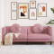 Canapea cu perne, 3 locuri, roz, catifea GartenMobel Dekor