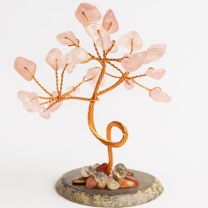 Copac Cuart Roz, piatra iubirii, suport geoda plata agat natural, 10 cm