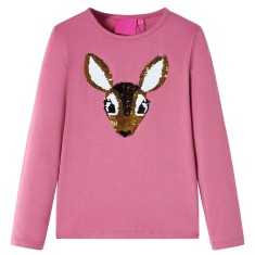 Tricou pentru copii cu m&acirc;neci lungi roz zmeură 104