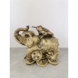 Statueta feng shui broasca pe elefant , noroc si prosperitate 13 cm
