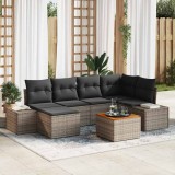vidaXL Set de canapele pentru grădină cu pernă 7 pcs Gri Rattan poli