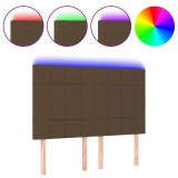 Cumpara ieftin Tablie de pat cu LED, maro inchis, 144x5x118/128 cm, textil