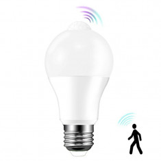 Bec LED 12W, senzor de miscare, E27, forma A60, lumina alb rece foto