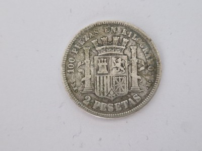 Spania 2 Pesetas 1870 Argint. foto