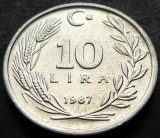 Cumpara ieftin Moneda 10 LIRE - TURCIA, anul 1987 * cod 391 B = A.UNC!, Europa, Aluminiu