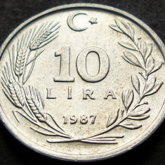 Moneda 10 LIRE - TURCIA, anul 1987 * cod 391 B = A.UNC!