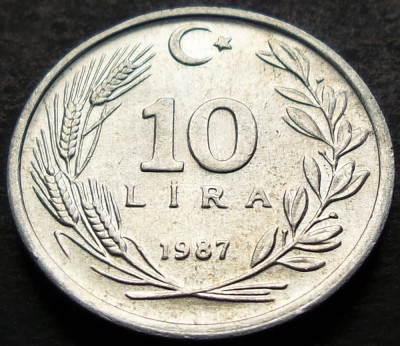 Moneda 10 LIRE - TURCIA, anul 1987 * cod 391 B = A.UNC! foto