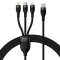 Cablu USB 3 &icirc;n 1 Baseus Flash Series 2, USB-C + micro USB + Lightning, 100 W, 1,5 m (negru)