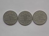 LOT 3 MONEDE -1 FRANC 1942,1943,1944 FRANTA - VICHY