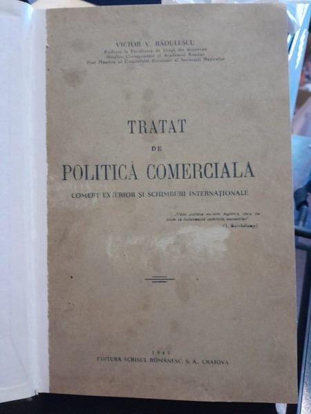 TRATAT DE POLITICA COMERCIALA - VICTOR V. BADULESCU