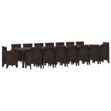 vidaXL Set de masă de grădină cu perne cu pernă 17 pcs Maro PP 3378657