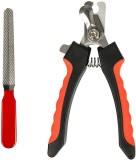 Cleste Unghii Caini Pisici cu Pila, Otel, Maner Cauciucat, Protectie Taiere, 12cm - Set Ingrijire Profesionala Animale Companie