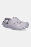 Crocs papuci Classic Lined Clog femei, culoarea roz, 203591