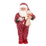 Cumpara ieftin Figurina Mos Craciun in pijama textil multicolor 22x19x45 cm