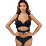 Eross top Belts Y Back S/M Black