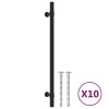 Manere de dulap, 10 buc., negru, 224 mm, otel inoxidabil