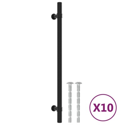 Manere de dulap, 10 buc., negru, 224 mm, otel inoxidabil foto