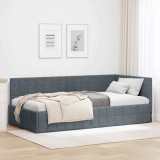 vidaXL Cadru de pat colțar cu headboard Gri &icirc;nchis 90 x 200 cm Catifea
