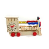 Cumpara ieftin Locomotiva din lemn, educativa, tip numaratoare, 18x11x5 cm, multicolor
