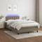 vidaXL Pat cu arcuri, saltea și LED, gri taupe, 120x200 cm, textil 3133465