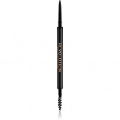 Makeup Revolution Precise Brow Pencil creion sprâncene precise cu pensula culoare Dark Brown 0.05 g