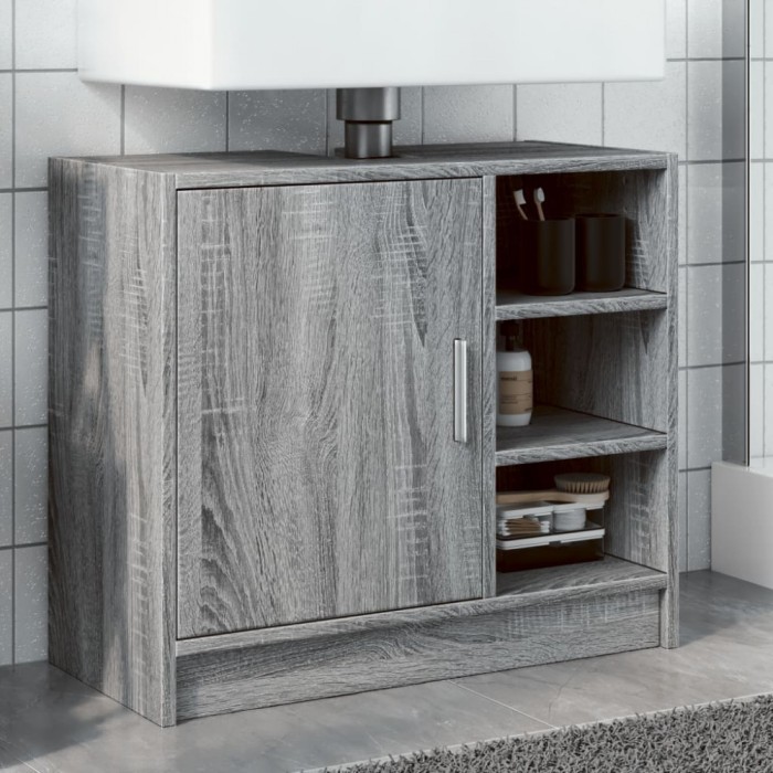 vidaXL Dulap de chiuvetă, gri sonoma, 63x29x55 cm, lemn prelucrat