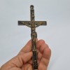 Crucifix Bronz Lemn Vintage Franta 17cm, Crucifix Vechi, Obiect Colectie, Decor Religios