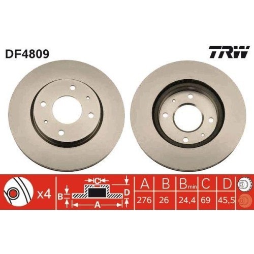 Set disc frana Mitsubishi Galant 8 (Ea) 09.96-10.04, Galant 8 Estate (Ea Ec) 09.96-10.03, Lancer 7 (Cs A Ct A) 01.00-12.13, Lancer 7 Estate (Cs W Ct