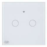 PNI Intrerupator touch smart dublu Wi-Fi 10A alb