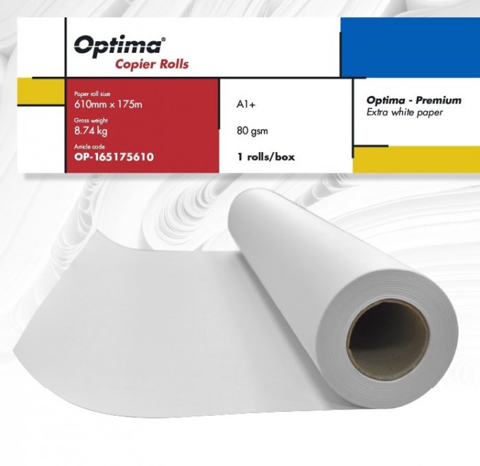 Rola Copiator A1+, 80gr, 610mm X 175m, Optima - Premium