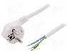 Cablu alimentare AC, 1.8m, 3 fire, culoare alb, cabluri, CEE 7/7 (E/F) &amp;#351;tecar in unghi, SCHUKO mufa, PLASTROL - W-97898