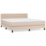 Cumpara ieftin Pat box spring cu saltea, cappuccino, 180x200cm piele ecologica
