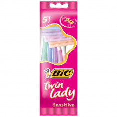 Set 5 Aparate De Ras Bic Twin Lady Cu 2 Lame, Lame Inoxidabile, Lame Pentru Ras, Lame De Ras Pentru Femei, Set Lame De Ras, Lame De Epilat Femei, Apar